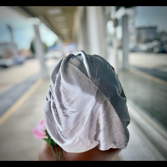 Silver Satin Bonnet - Picture 2 of 3